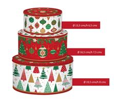 Picture of CHRISTMAS SET OF 3 METAL CAKE TINS